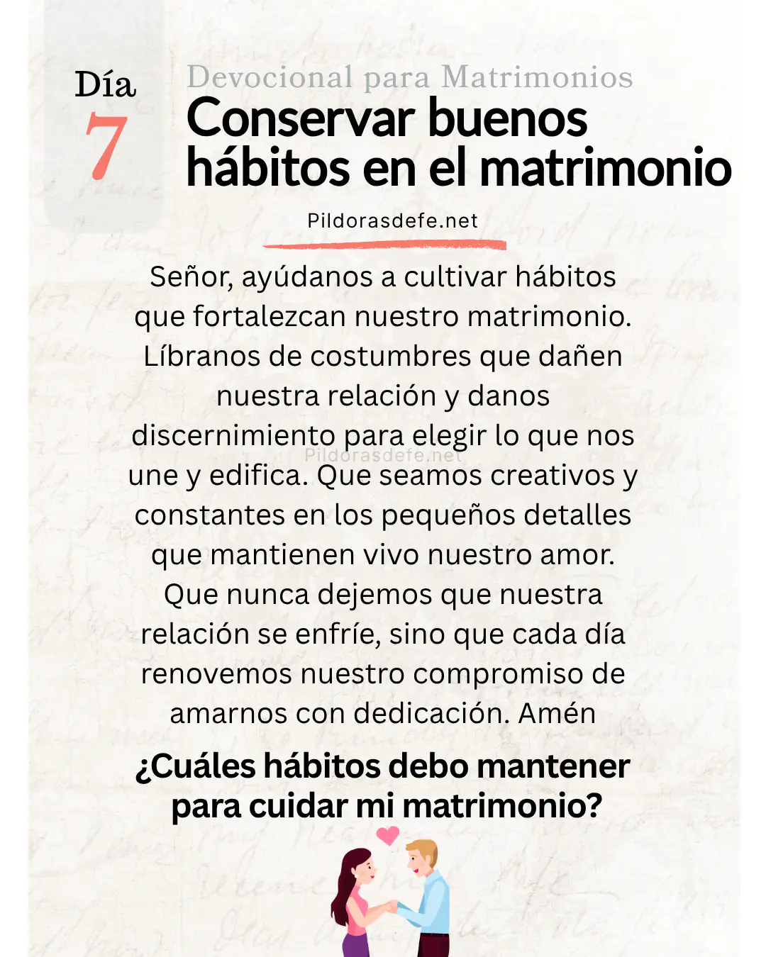 Devocional para Matrimonios y oración de los esposo día 7