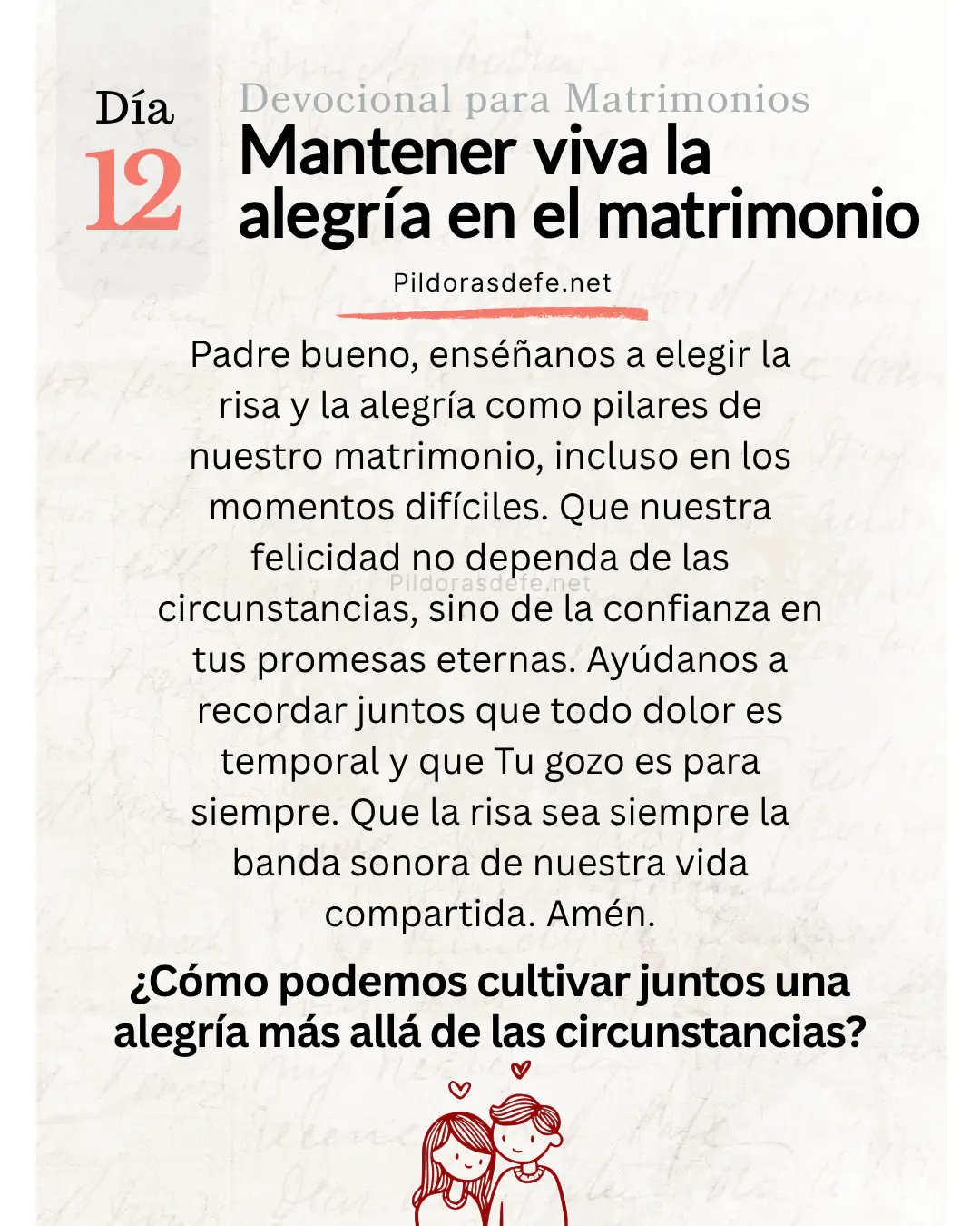 Devocional para Matrimonios y oración de los esposos, día 12