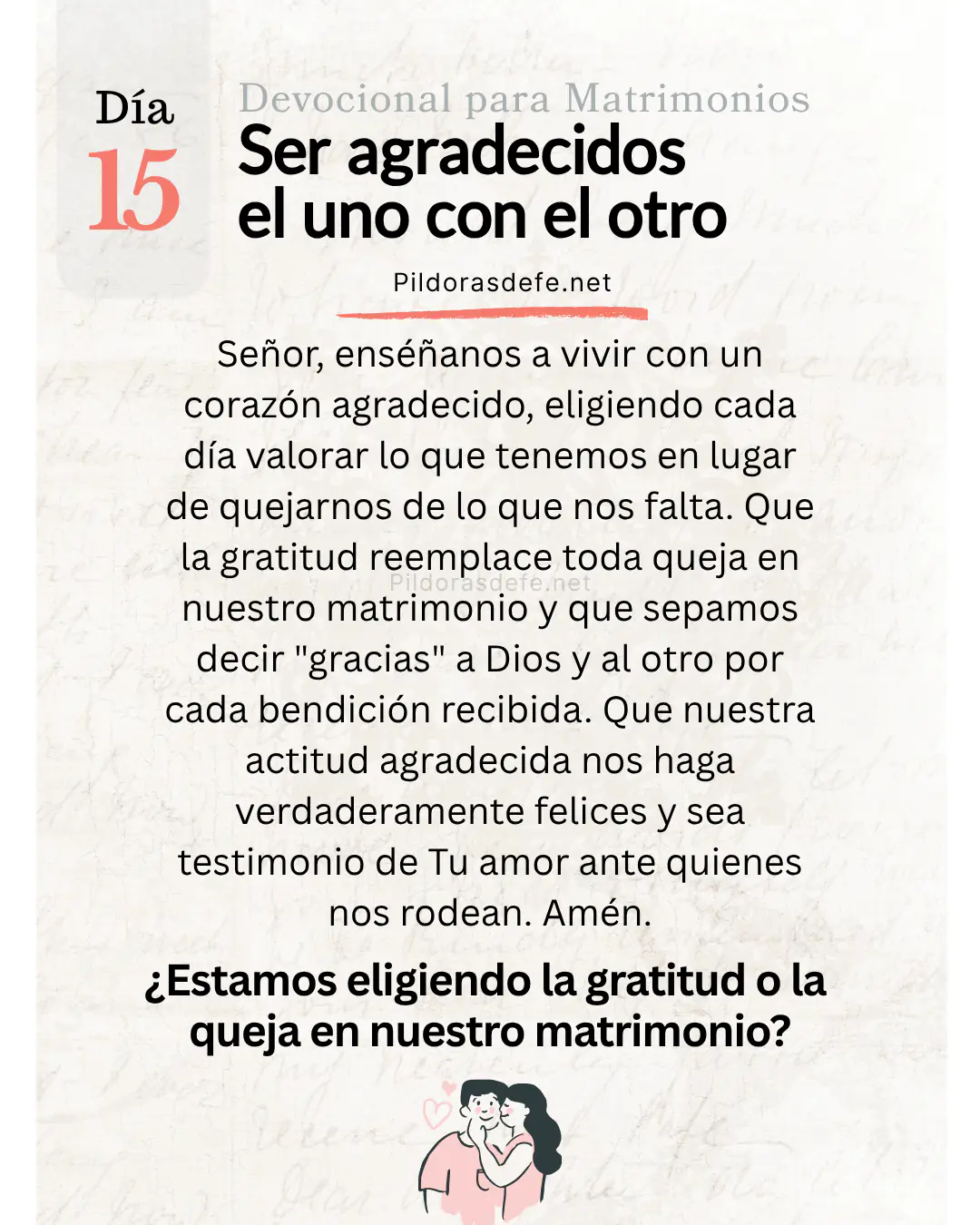 Devocional para Matrimonios y oracion de los esposos dia 15 Devocional para Matrimonios y oración de los esposos, día 15
