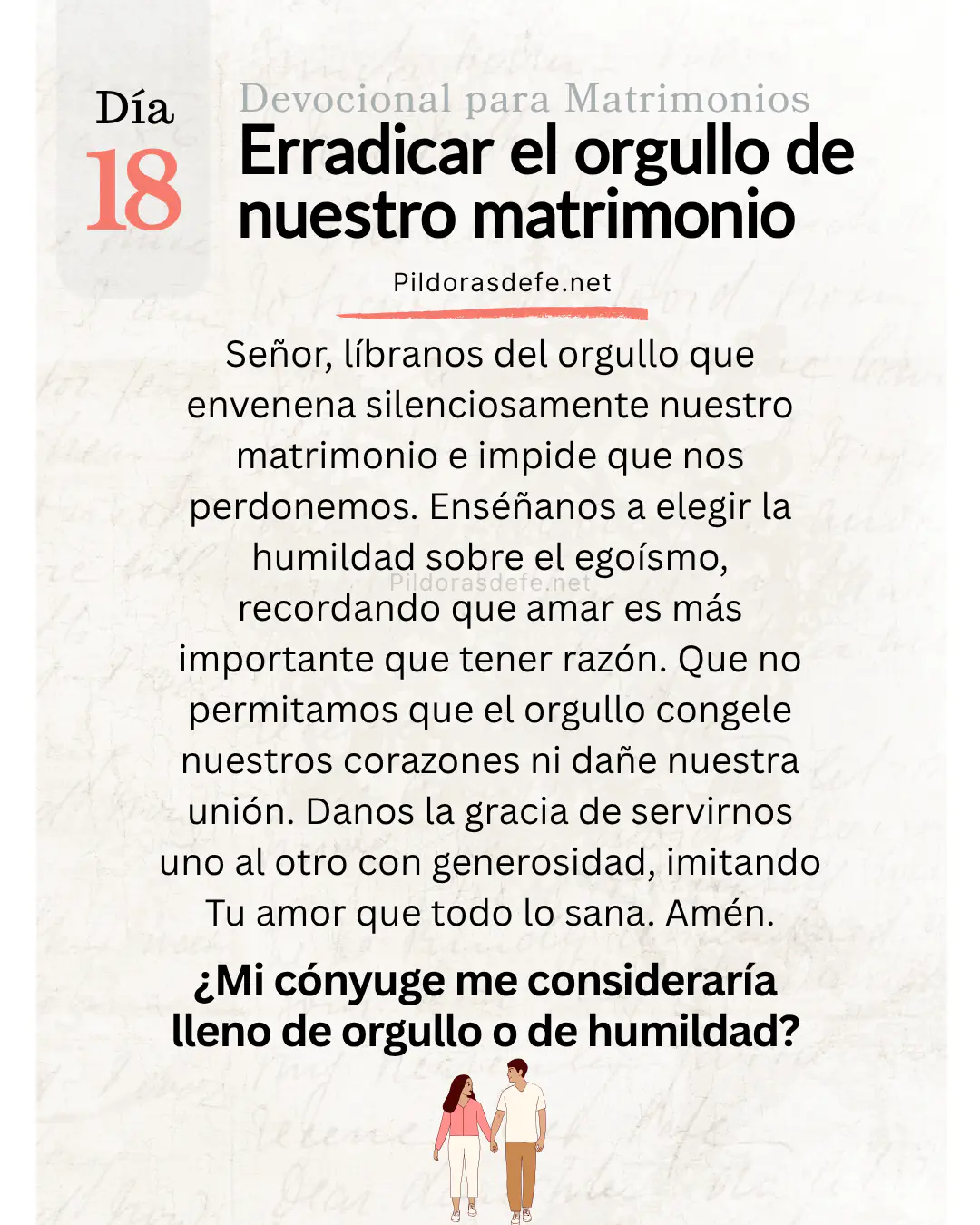Devocional para Matrimonios y oración de los esposos, día 18