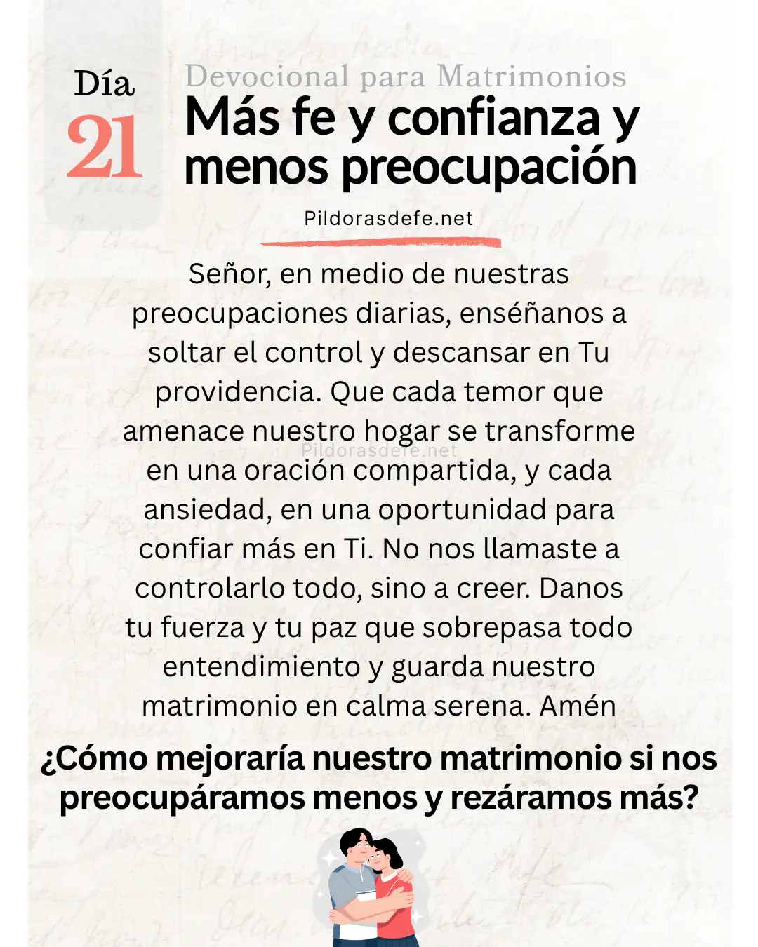 Devocional para Matrimonios y oración de los esposos, día 21