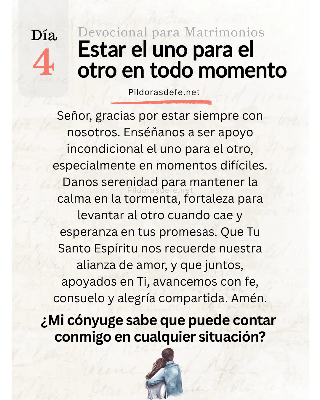 Devocional para Matrimonios y oración de los esposos, día 4