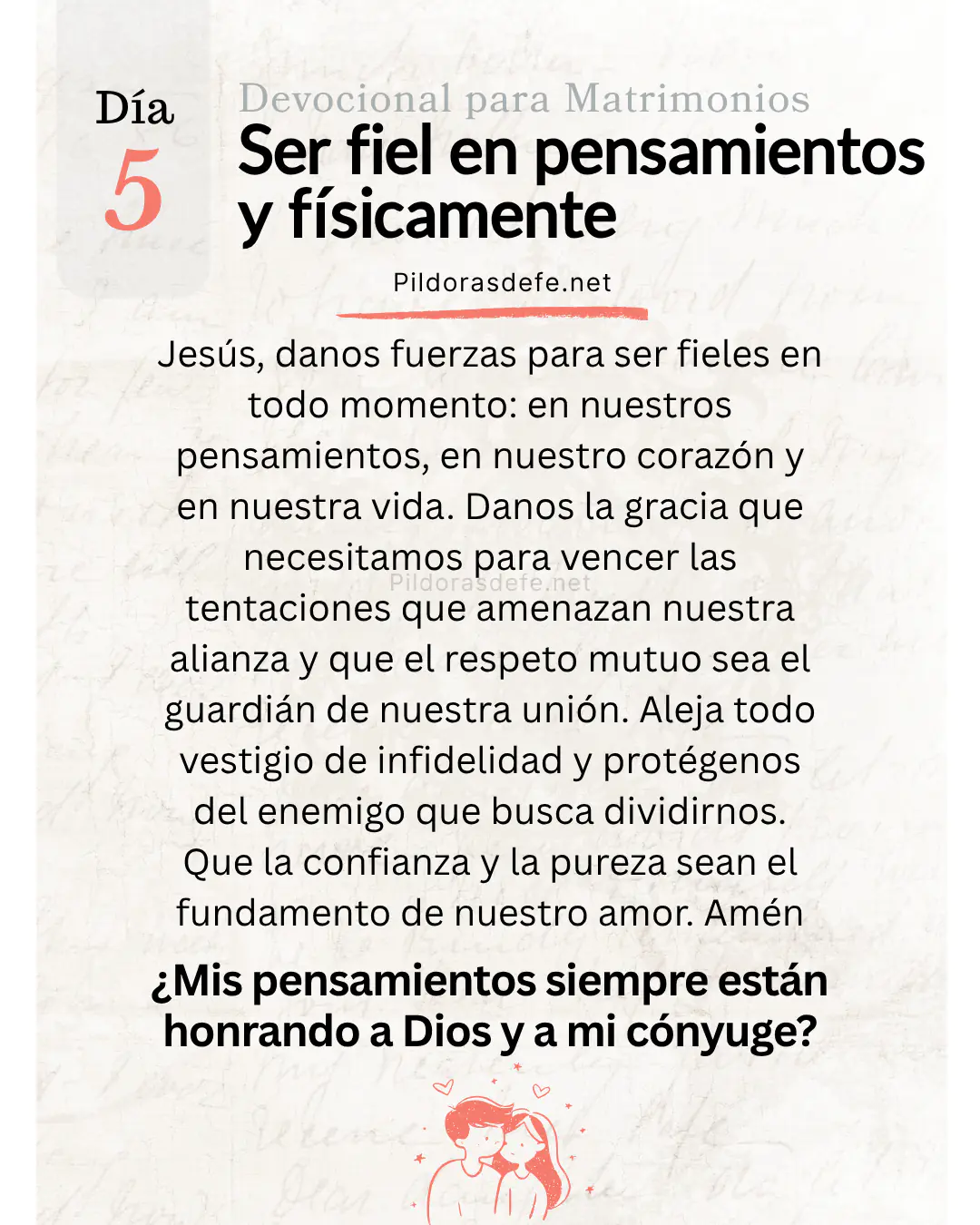 Devocional para Matrimonios y oración de los esposos, día 5