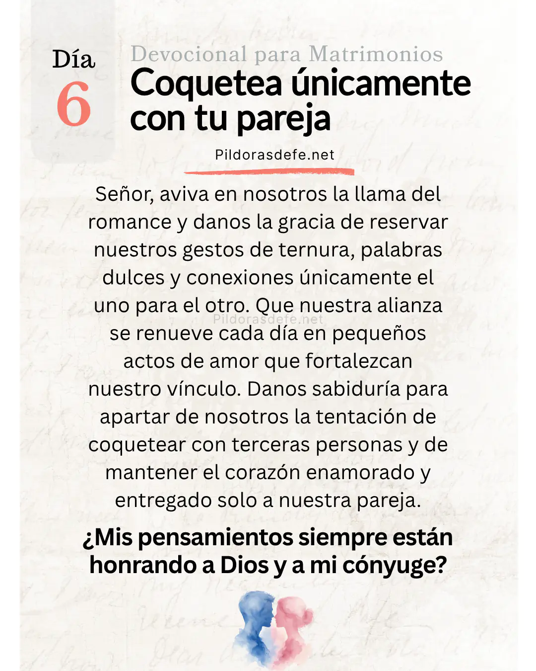 Devocional para Matrimonios y oración de los esposos, día 6