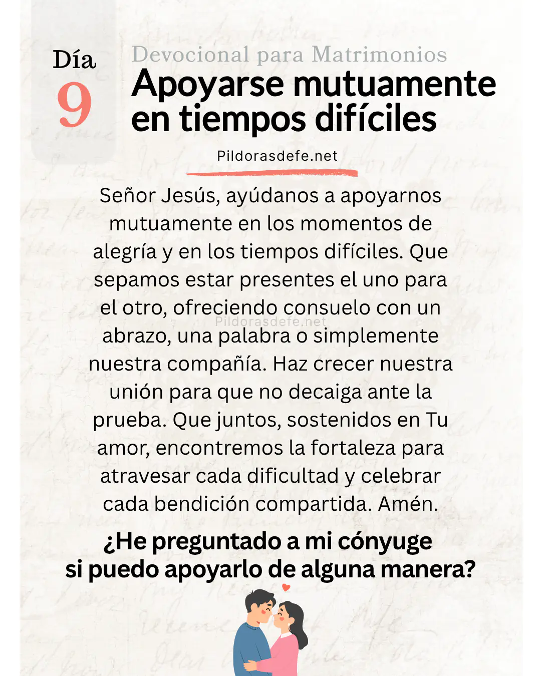Devocional para Matrimonios y oración de los esposos, día 9