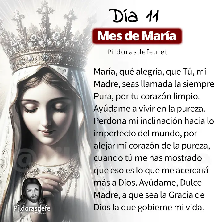 Oración a la Santísima Virgen María, para el día 11 de Mayo, mes de María