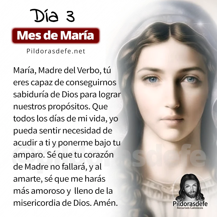 Oración a la Santísima Virgen María para el día 3 de mayo, mes de María