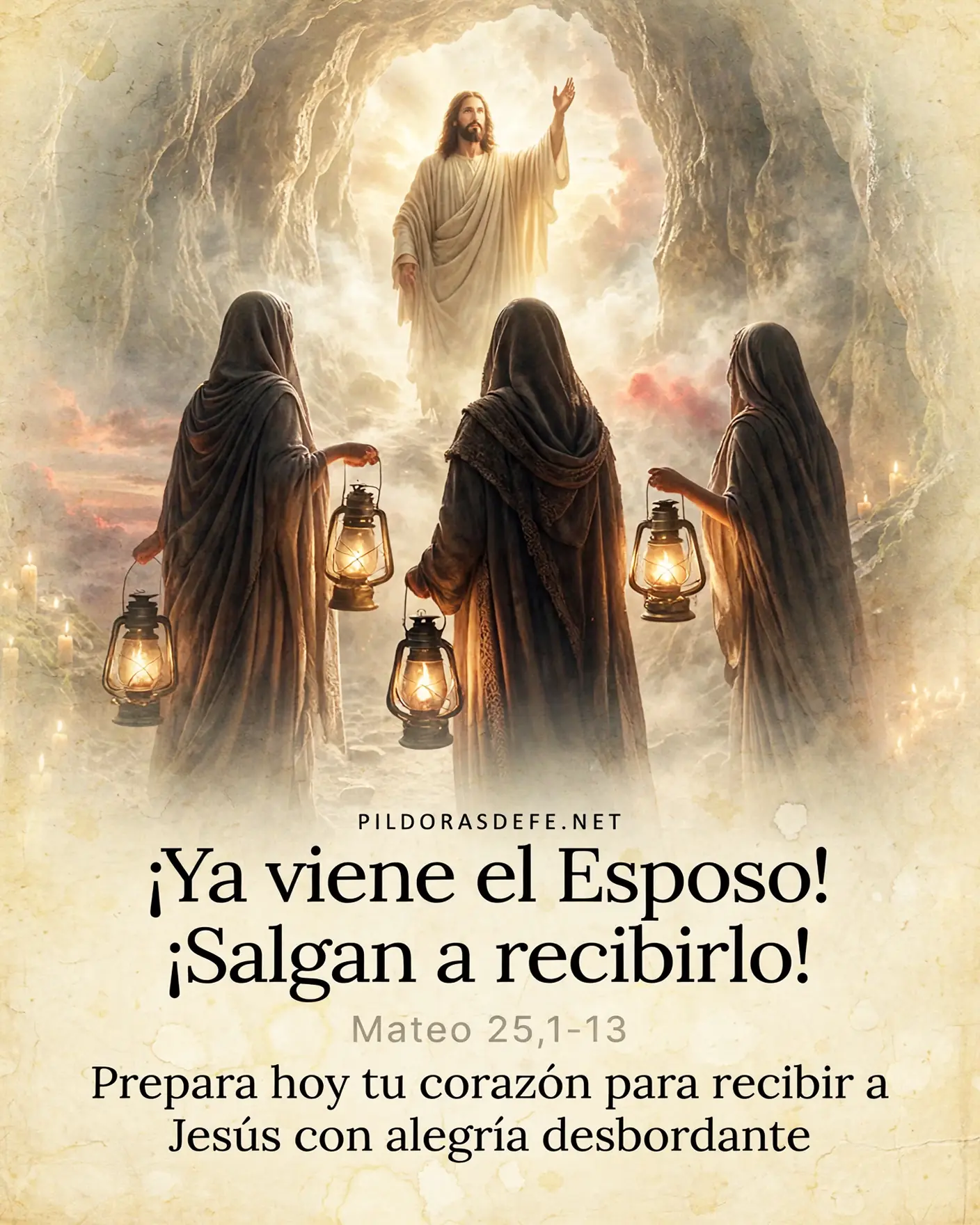 Evangelio de hoy Lectura de San Mateo 25 1 13 Evangelio de hoy viernes, Mateo 25,1-13: ¡Ya viene el Esposo! ¡Salgan a recibirlo!