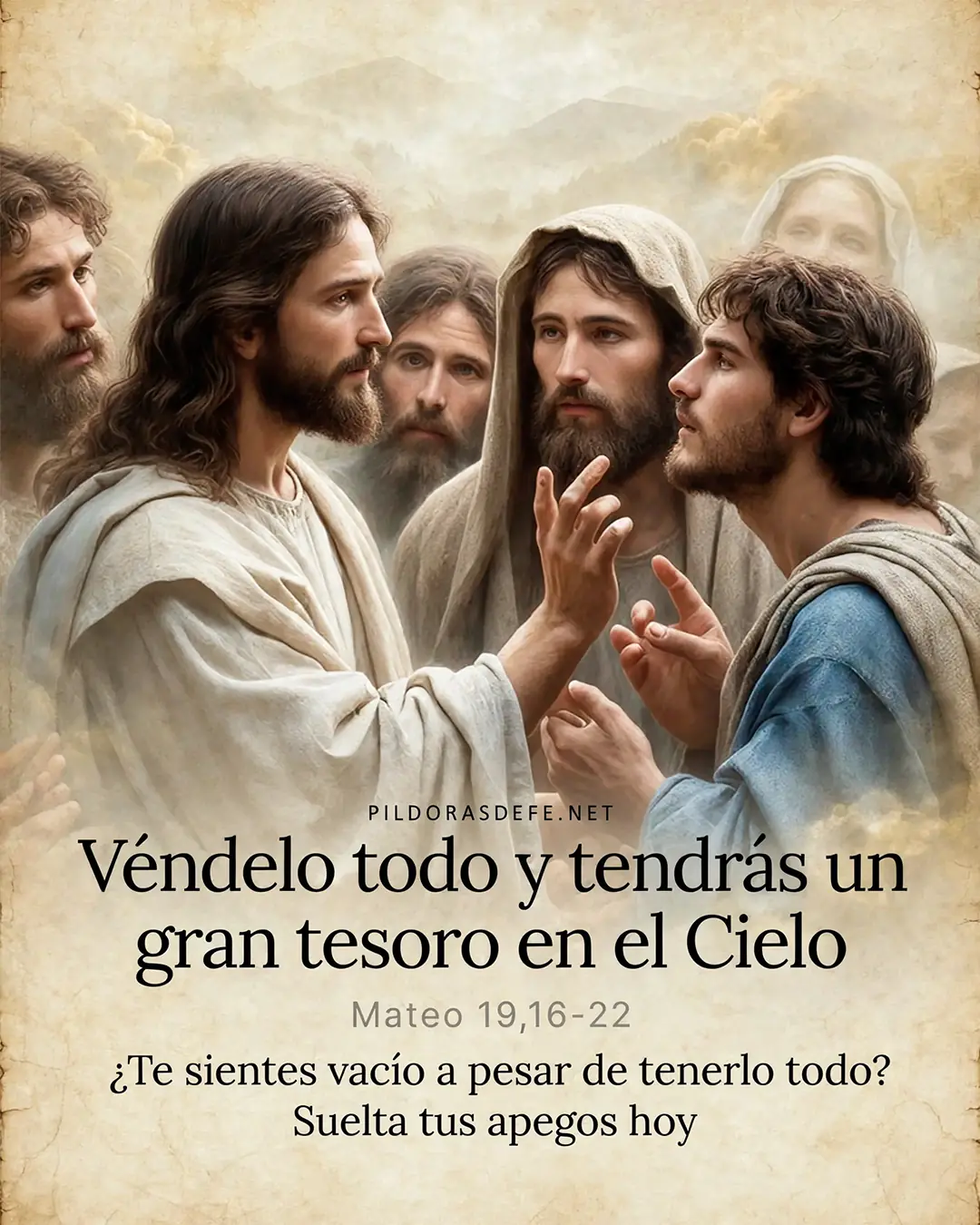 Evangelio de hoy Lunes Mateo 19 16 22 Vende lo que tienes Evangelio de hoy Lunes, Mateo 19,16-22: Si quieres ser perfecto, ve, vende lo que tienes y tendrás un tesoro en el Cielo