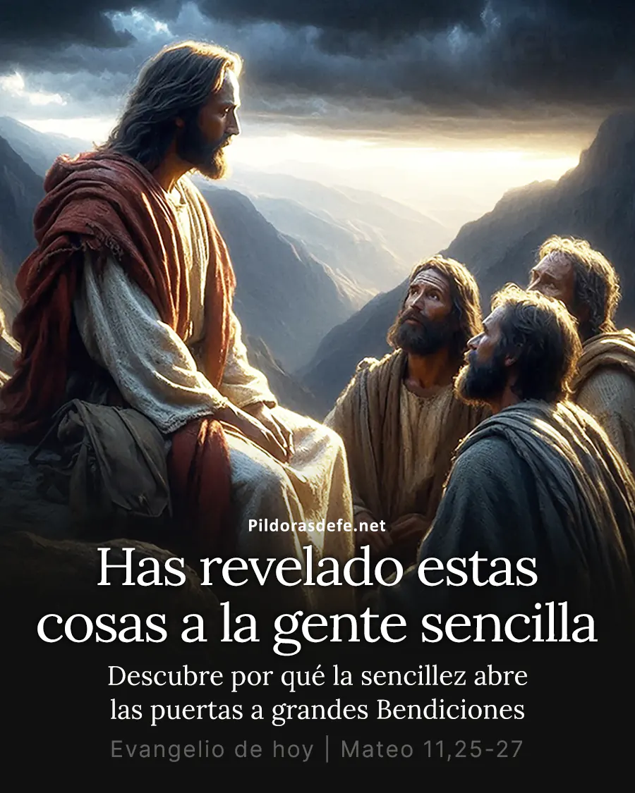 Evangelio de hoy Miercoles Mateo 11 25 27 Revelado a la gente sencilla Evangelio de hoy Miércoles, Mateo 11,25-27: Has revelado estas cosas a la gente sencilla