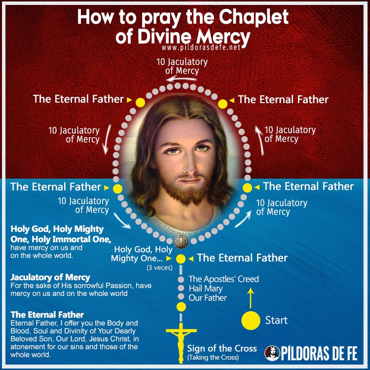 How to pray the Chaplet of Divine Mercy infographic