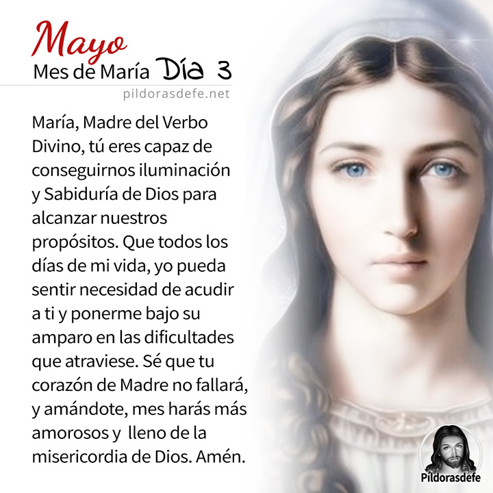 Oración a la Santísima Virgen María para el día 3 de mayo, mes de María