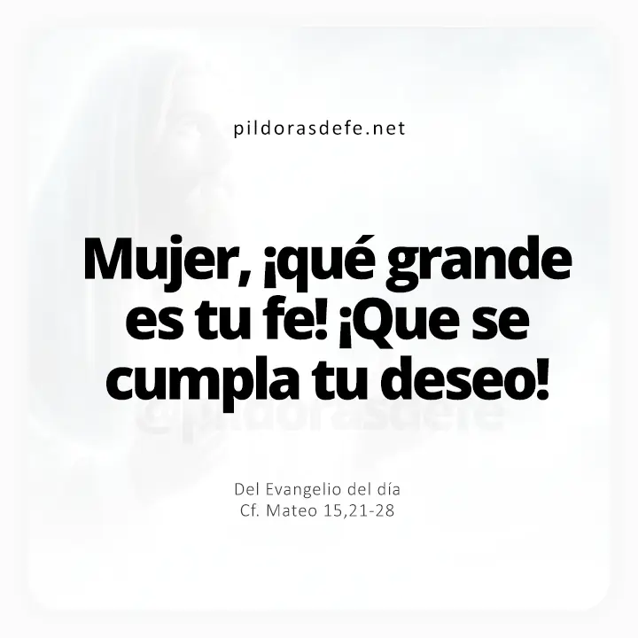 Evangelio de hoy Mateo 15,21-28: Mujer, qué grande es tu fe
