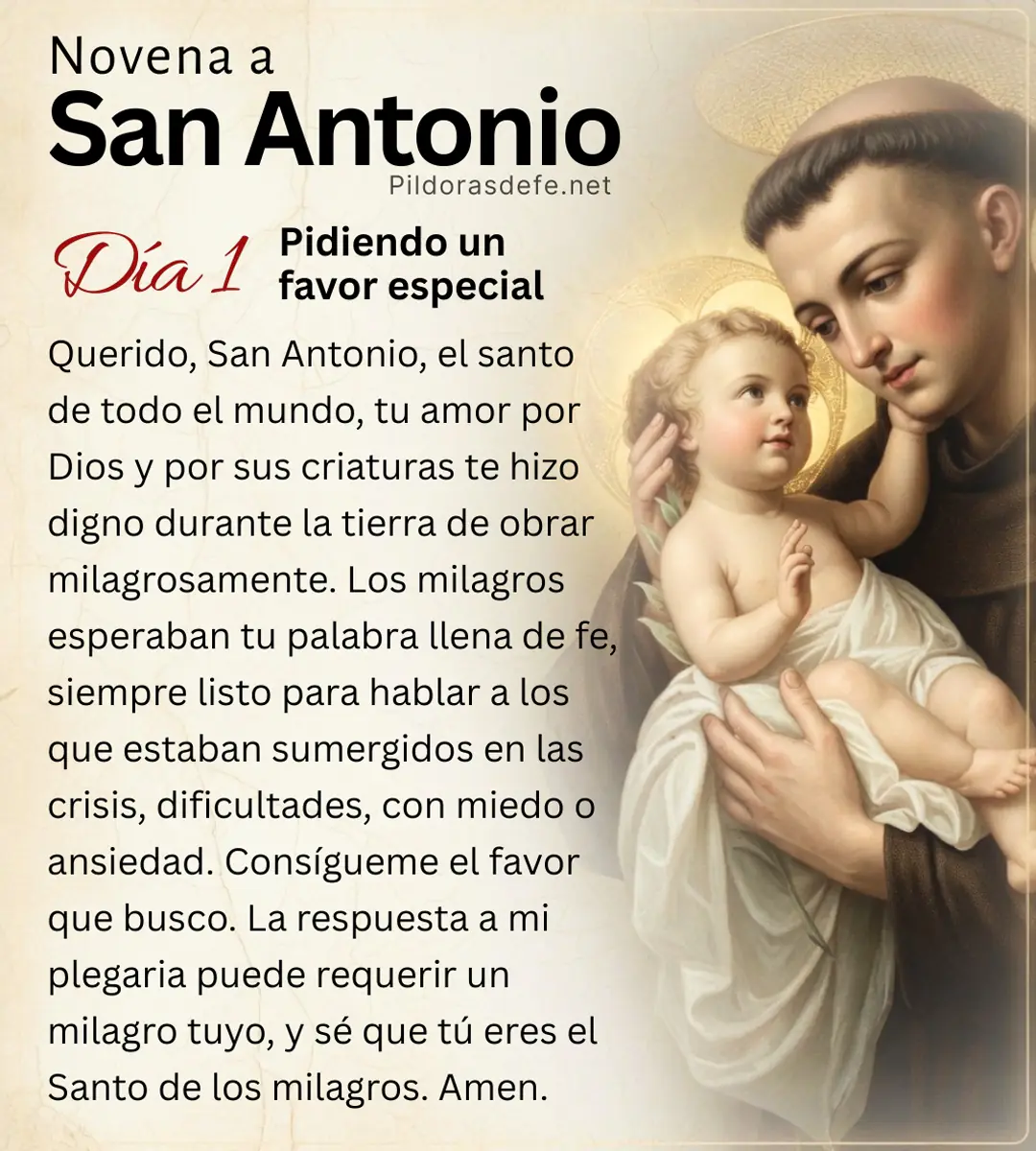 Oración del día 1 de la Novena a San Antonio de Padua