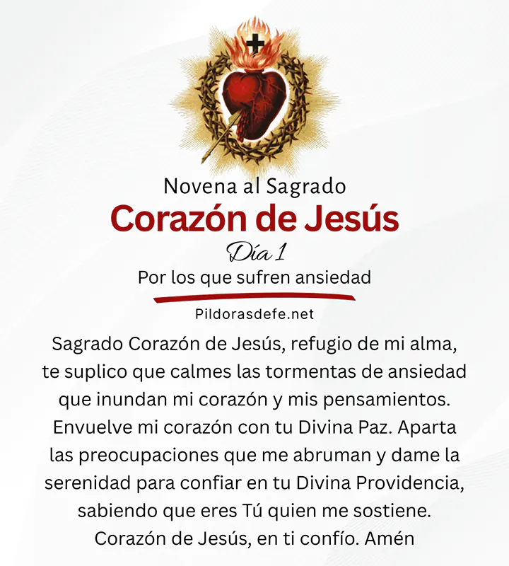Oración al Sagrado Corazón de Jesús, del día 1 de la novena