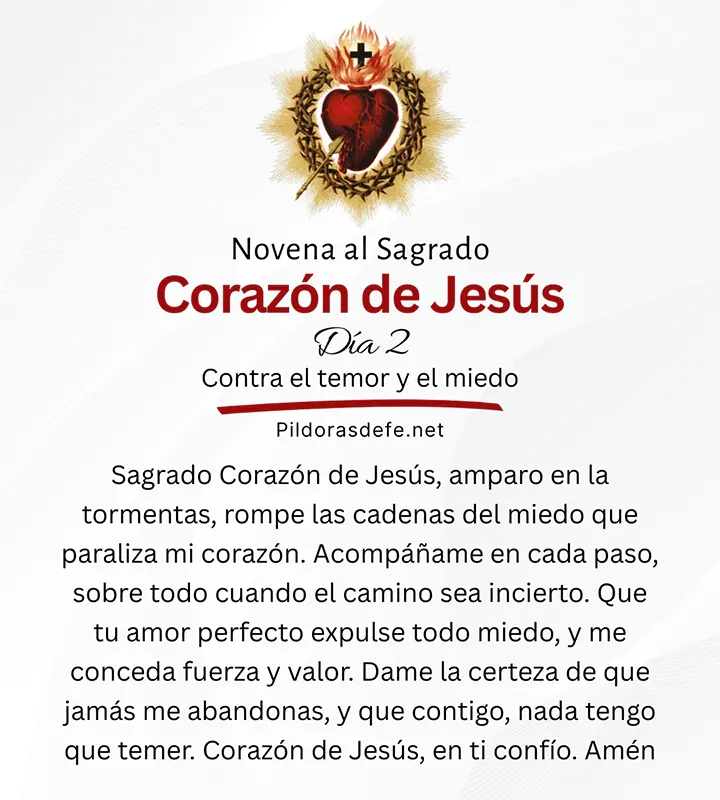 Oración al Sagrado Corazón de Jesús, del día 2 de la novena