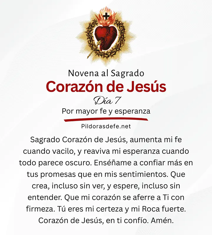Oración al Sagrado Corazón de Jesús, del día 7 de la novena