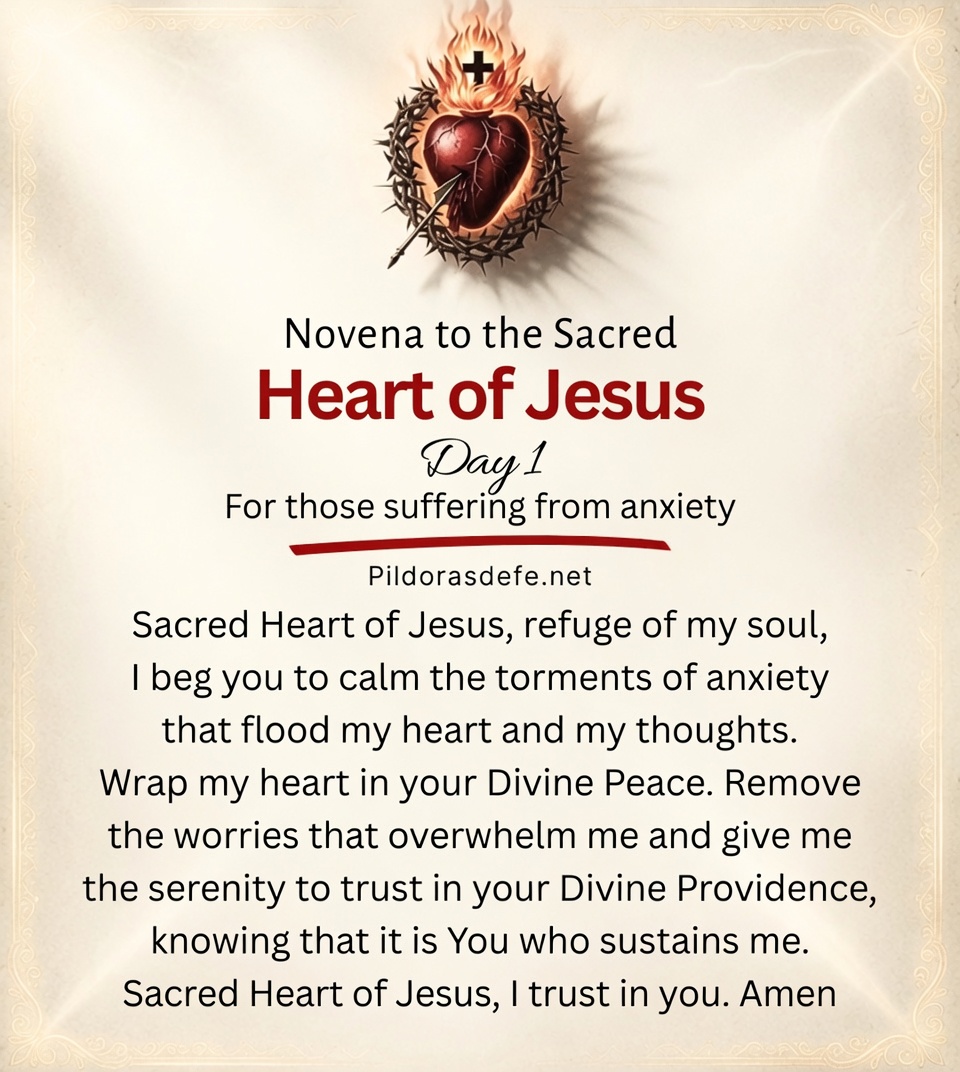 Prayer to the Sacred Heart of Jesus, day 1 of the novena