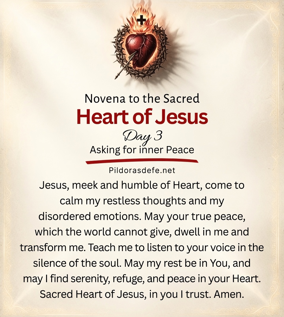 Prayer to the Sacred Heart of Jesus, day 3 of the novena