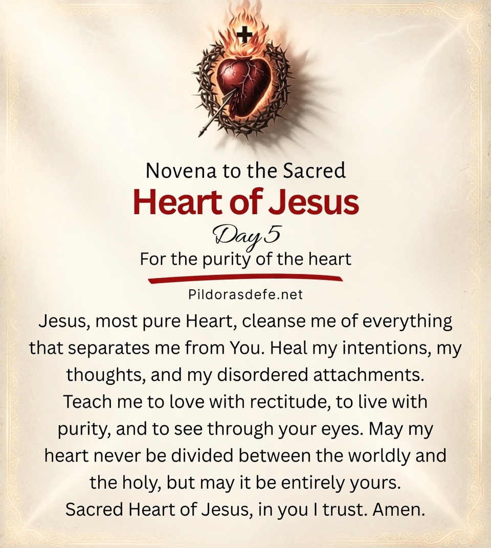 Prayer to the Sacred Heart of Jesus, day 5 of the novena