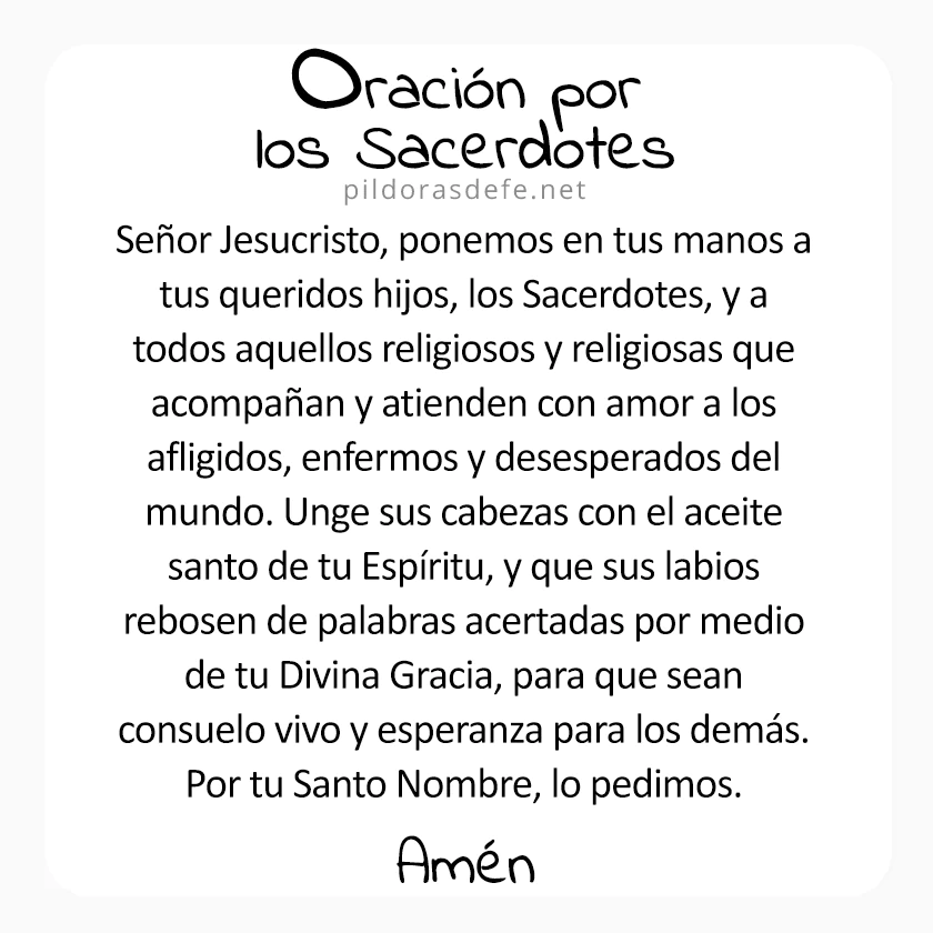 Oración por los Sacerdotes, Religiosas y Religiosas para que sean santos