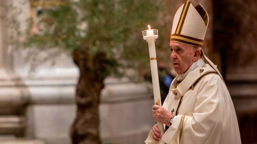 Pope Francis Candle at the Easter Vigil