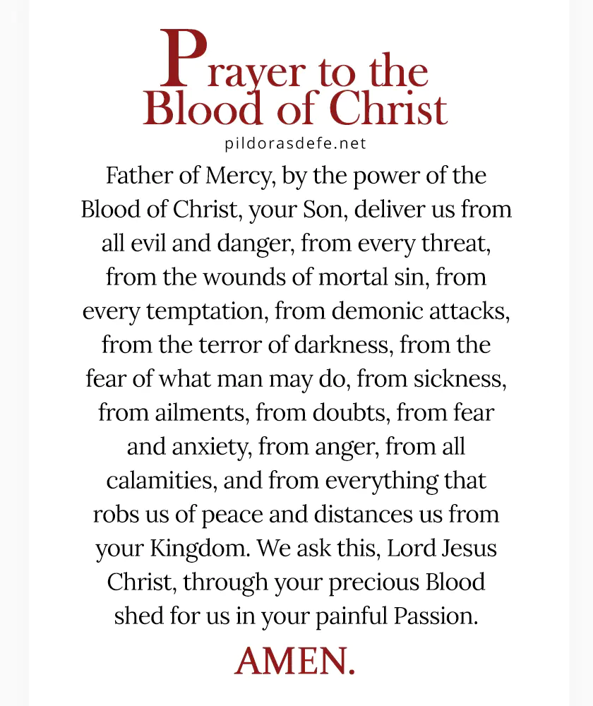 Prayer to the Blood of Christ for Protection Against Evil and Danger