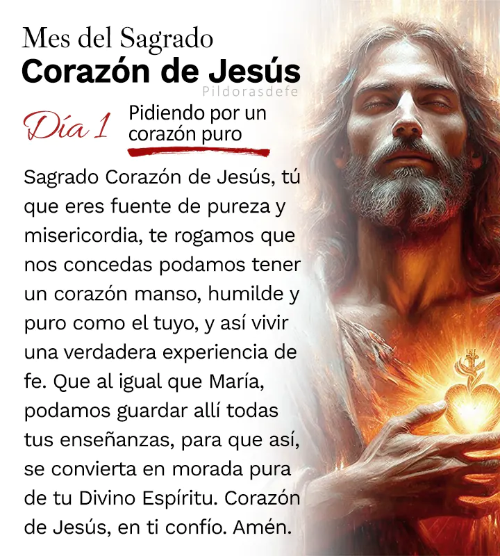 Oración al Corazón de Jesús para el día 1 de junio, mes del Sagrado Corazón