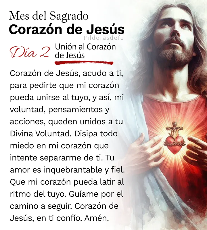 Oración al Corazón de Jesús para el día 2 de junio, mes del Sagrado Corazón