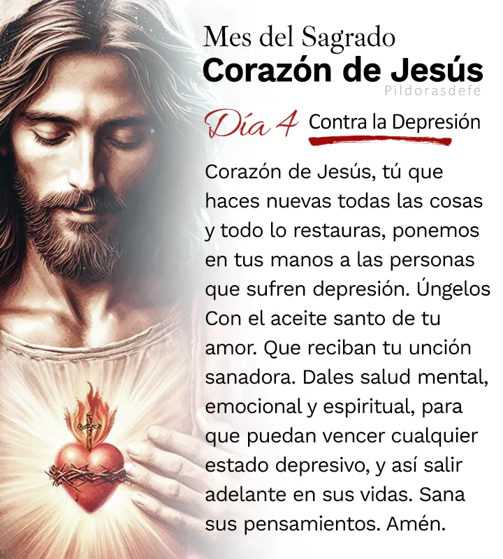 Oración al Corazón de Jesús para el día 4 de junio, mes del Sagrado Corazón