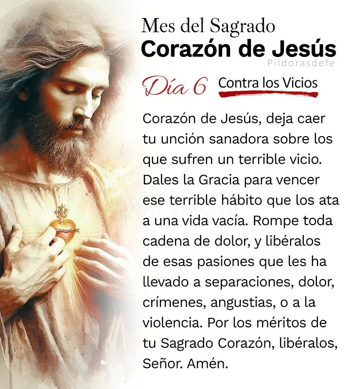 Oración al Corazón de Jesús para el día 6 de junio, mes del Sagrado Corazón