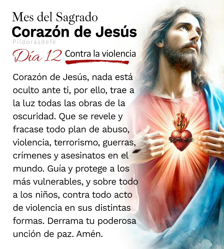 Oración al Corazón de Jesús para el día 12 de junio, mes del Sagrado Corazón