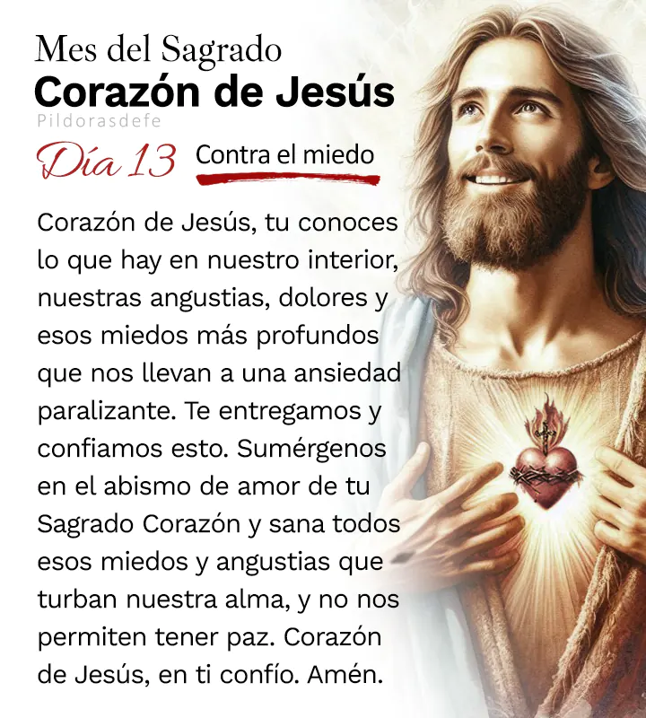 Oración al Corazón de Jesús para el día 13 de junio, mes del Sagrado Corazón