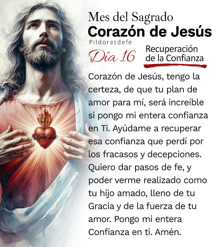 Oración al Corazón de Jesús para el día 16 de junio, mes del Sagrado Corazón