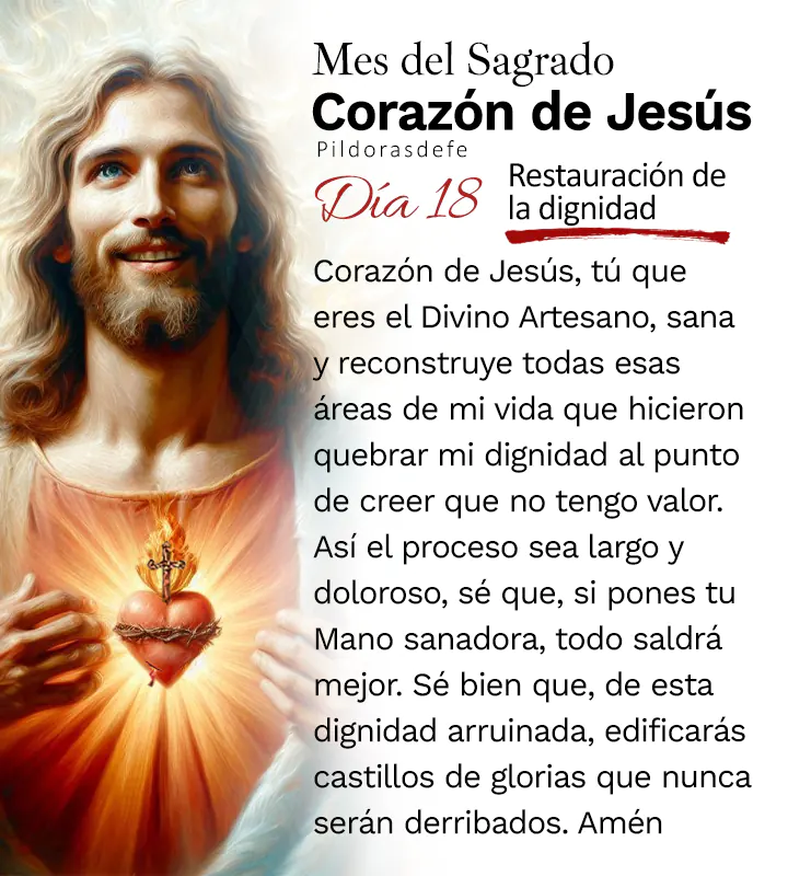 Oración al Corazón de Jesús para el día 18 de junio, mes del Sagrado Corazón