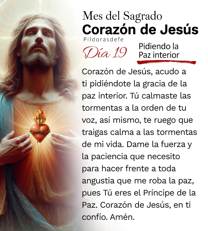 Oración al Corazón de Jesús para el día 19 de junio, mes del Sagrado Corazón