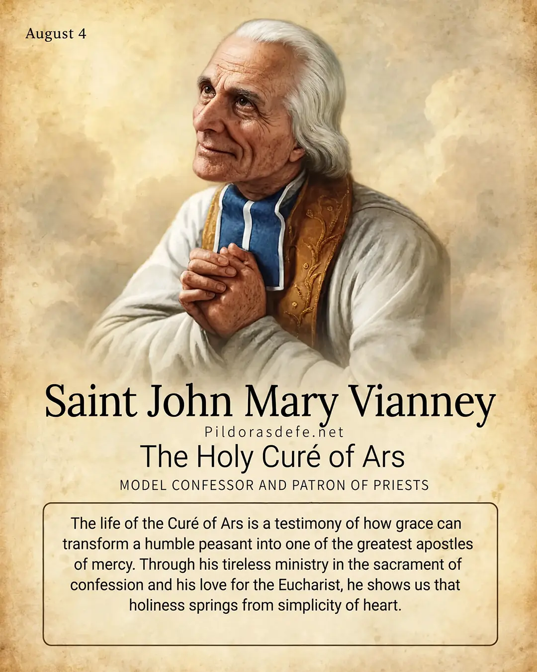 Saint John Vianney patron saint of priests Saint John Mary Vianney, Curate of Ars