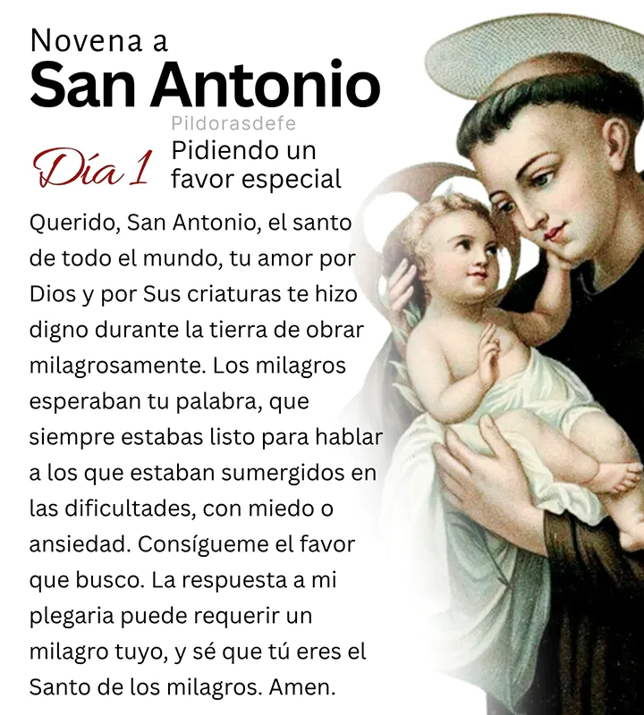 Oración del día 1 de la Novena a San Antonio de Padua