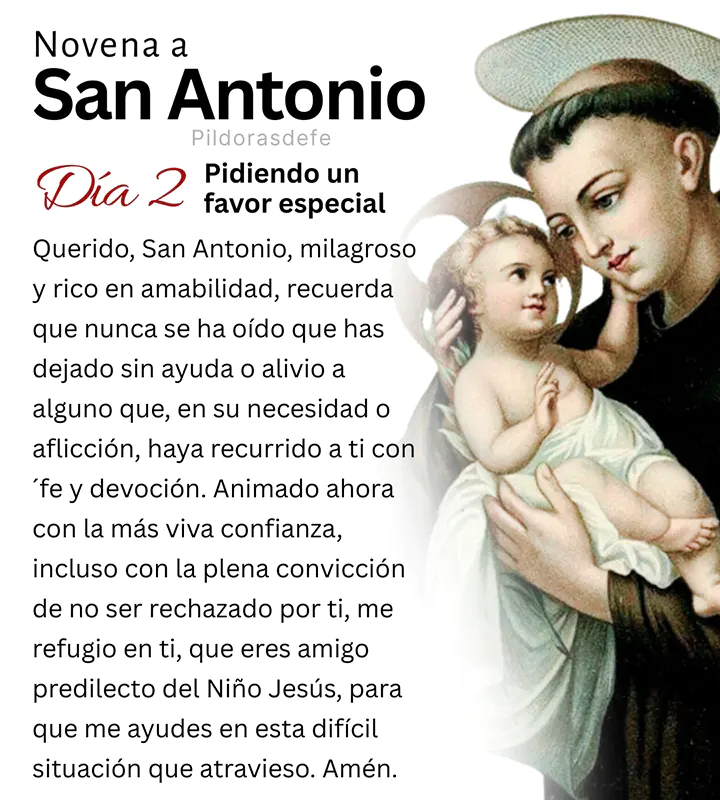 Oración del día 2 de la Novena a San Antonio de Padua