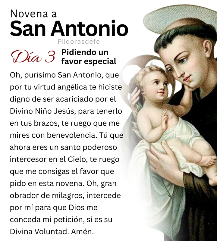 Oración del día 3 de la Novena a San Antonio de Padua