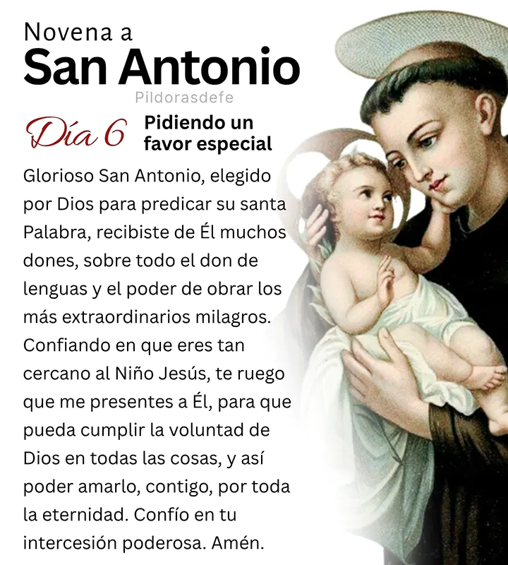 Oración del día 6 de la Novena a San Antonio de Padua