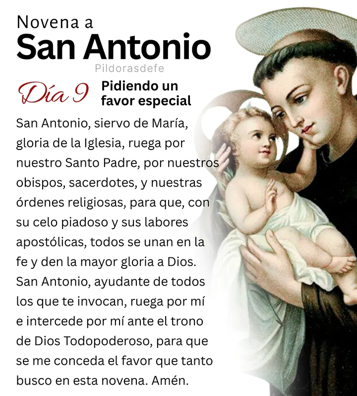 Oración del día 9 de la Novena a San Antonio de Padua