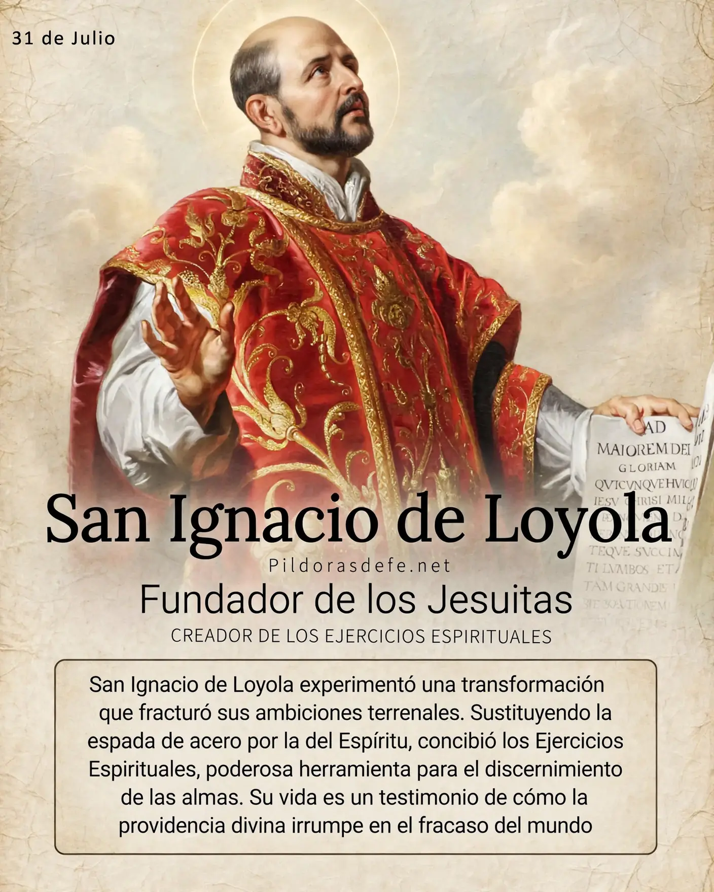 San Ignacio de Loyola fundador Jesuitas Creador ejercicios espirituales San Ignacio de Loyola, Fundador de los Jesuitas y creador de los ejercicios espirituales