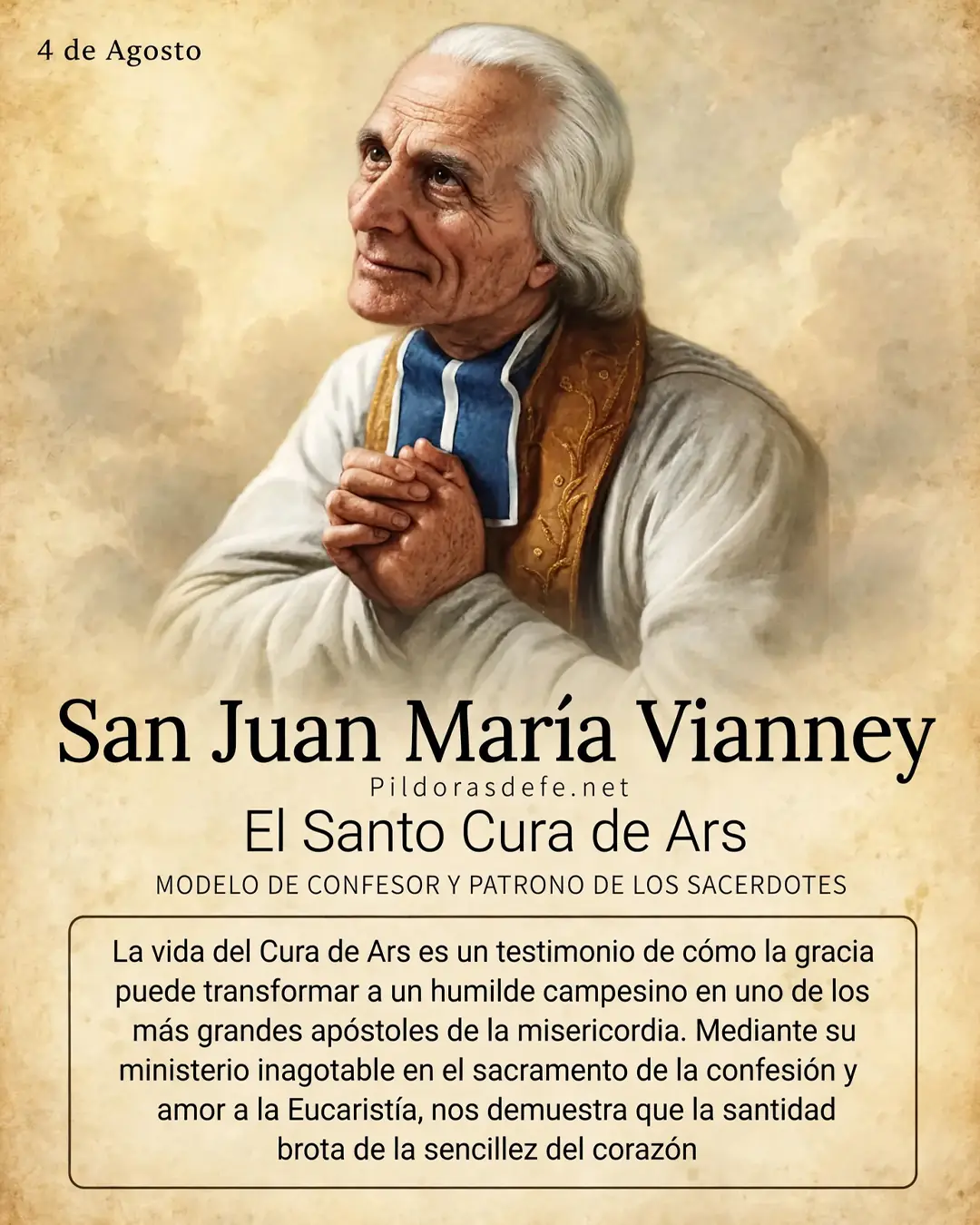 San Juan Maria Vianney Santo Cura de Ars mistico San Juan María Vianney, Cura de Ars, patrono de los sacerdotes