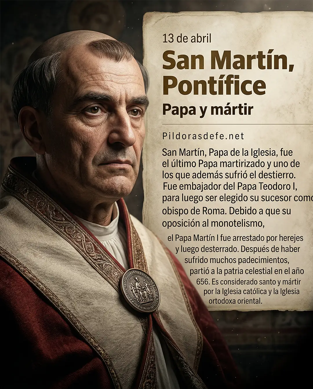 San Martín, Papa mártir que sufrió el exilio por no doblegarse a su fe