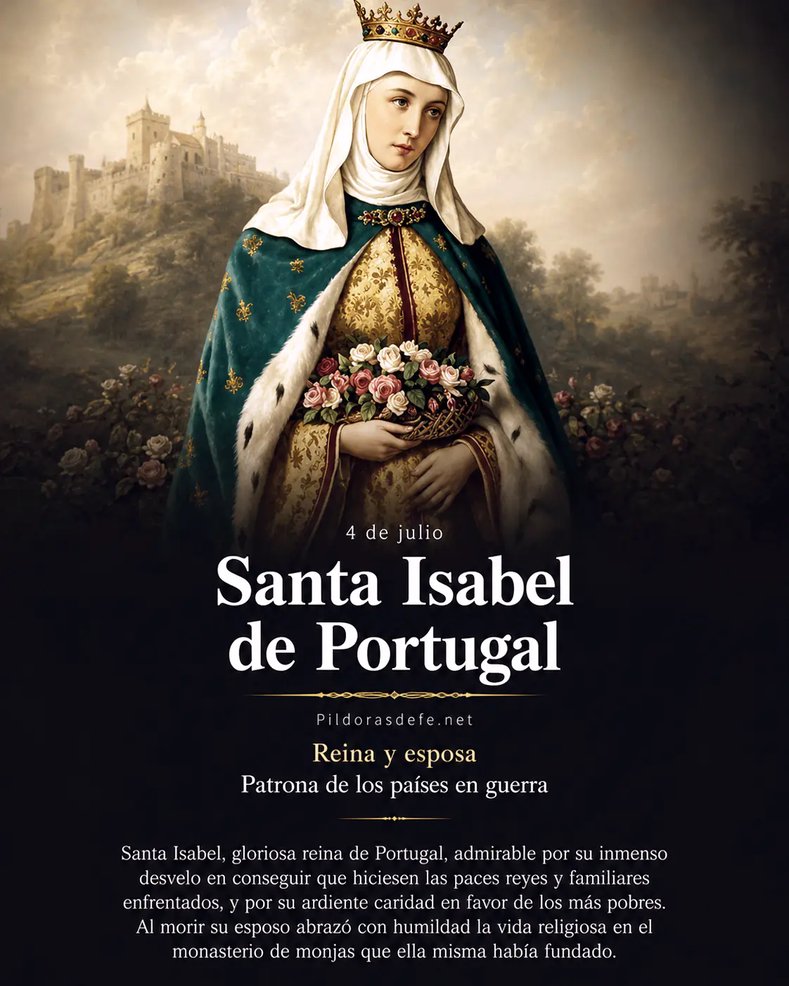 Santa Isabel de Portugal Reina esposa religiosa patrona de paises en guerra Santa Isabel, gloriosa reina de Portugal