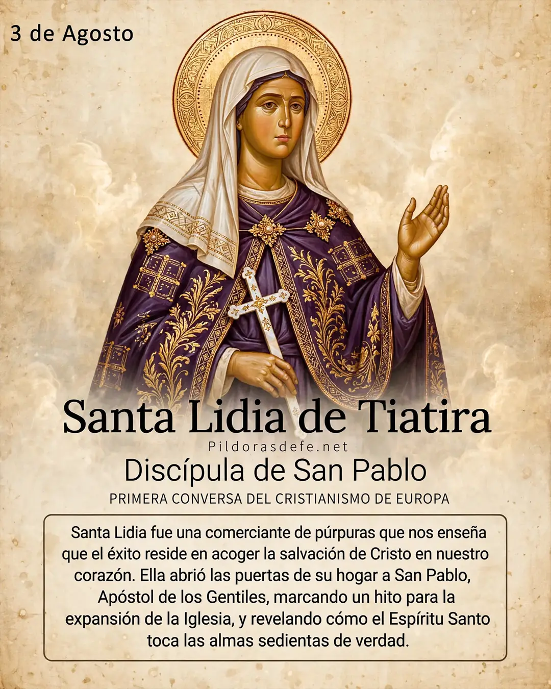 Santa Lidia de Tiatira discipula de San Pablo primera conversa de Europa Santa Lidia de Tiatira, Discípula de San Pablo