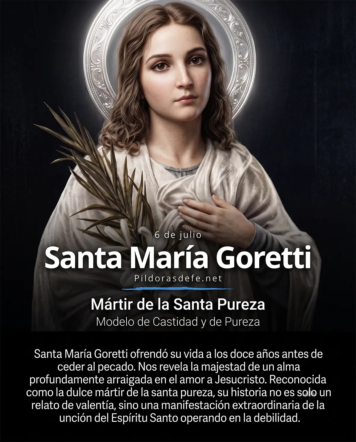 Santa María Goretti, la joven virgen y valiente mártir de la santa pureza cristiana