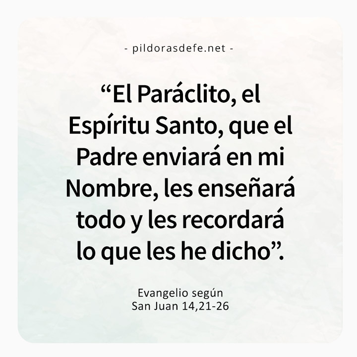 Cita bíblica del Evangelio de hoy (Juan 14,21-26): El Espíritu Santo les enseñará y recodará todo