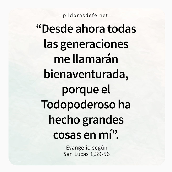 Cita bíblica del Evangelio de hoy (Lucas 1,39-56): El Todopoderoso ha hecho obras grandes en mí